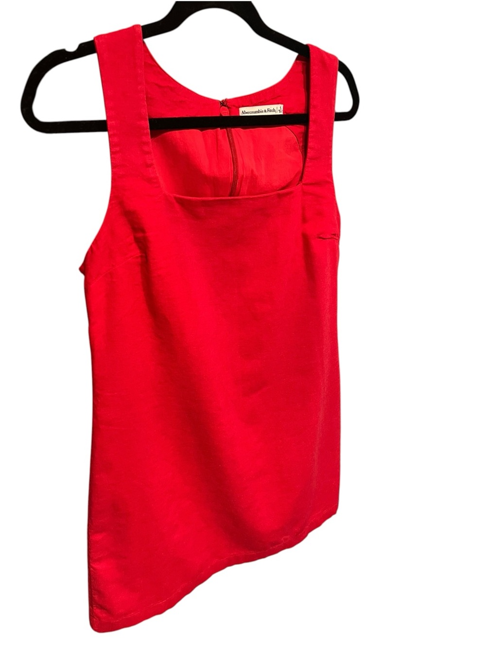 Abercrombie & Fitch Linen Blend Red Square Neck Mini Dress - Size Small - Picture 3 of 7